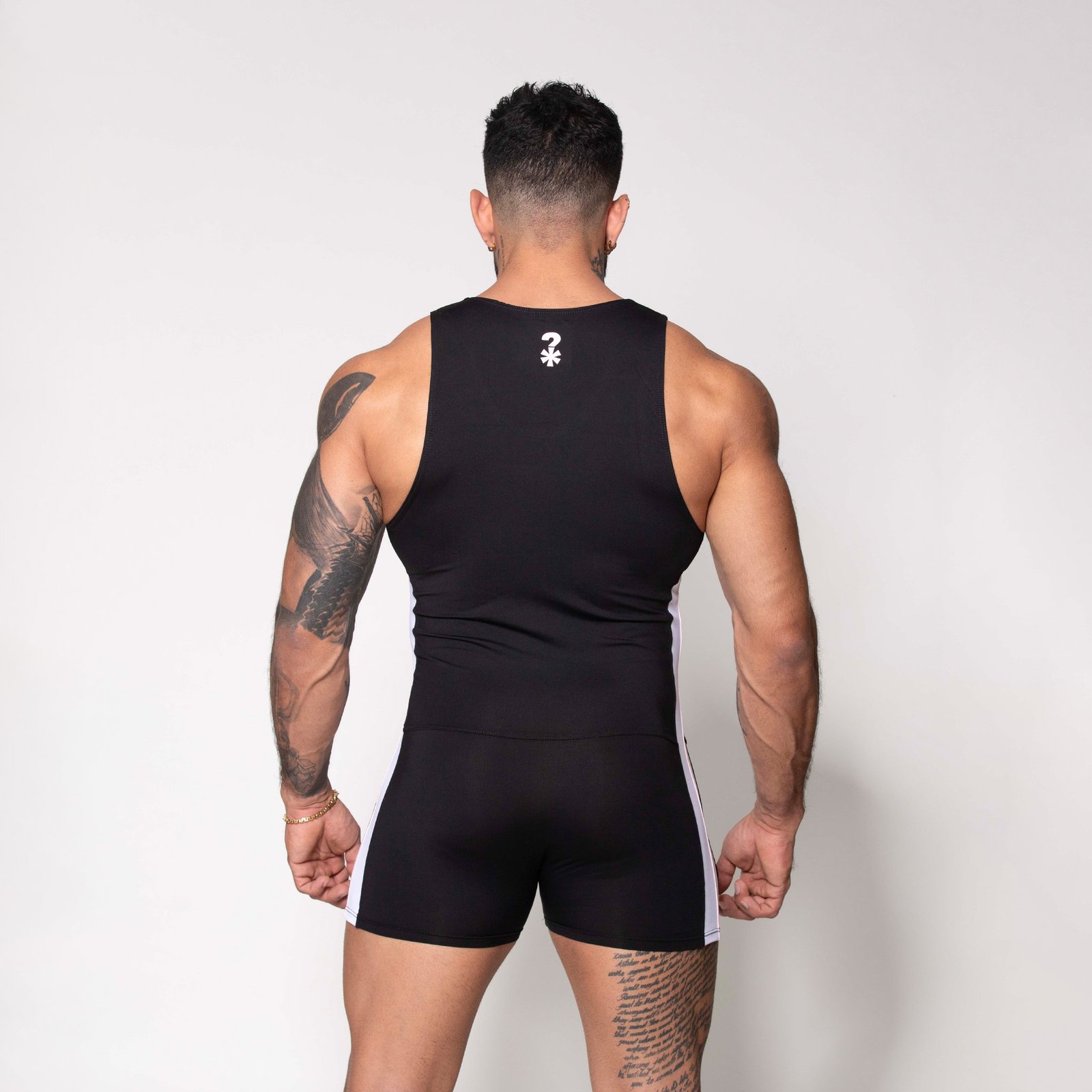 TRAJE DE LUCHA NEGRO / PINK STRIPE - Imagen 3