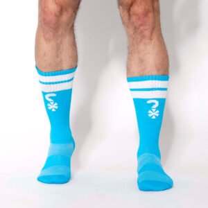 MEDIAS APRIETAS AZULES FRANJA BLANCA